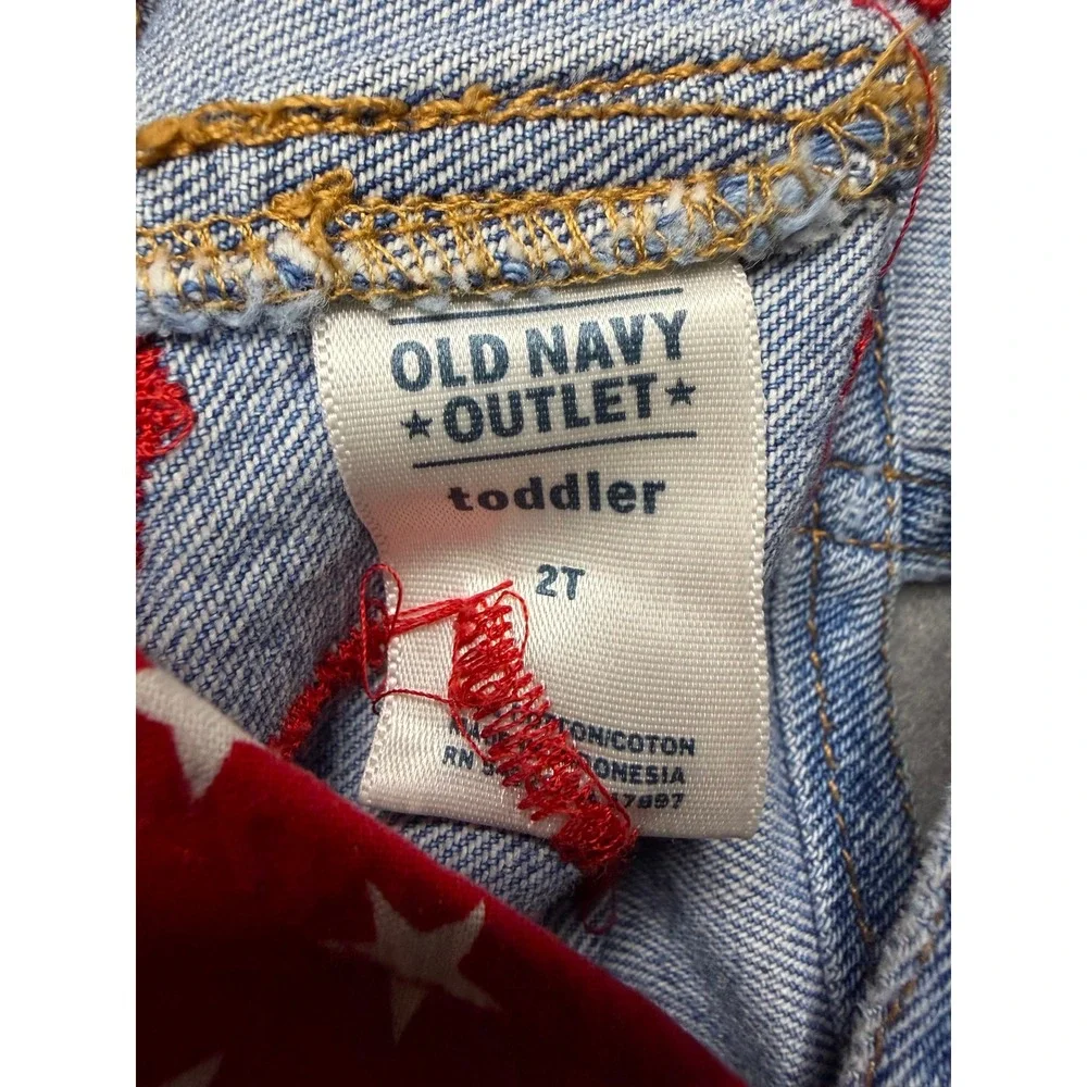 Old‎ Navy Overalls Toddler 2T Blue Mickey Mouse 4th of July Summer Shortalls